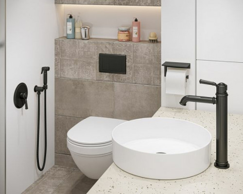 Гигиенический душ со смесителем Timo Arisa 5309/03SM Черный матовый латунь на стену