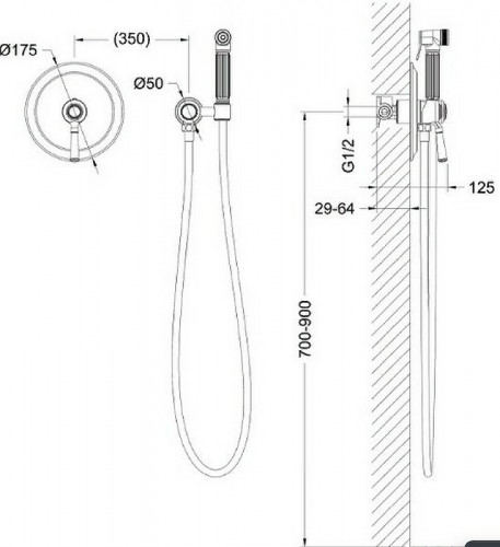 Гигиенический душ со смесителем Timo Arisa 5309/03SM Черный матовый латунь на стену