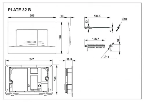 Кнопка смыва для инсталляции Roca In-Wall 32B 78901130B0 цвет Белый