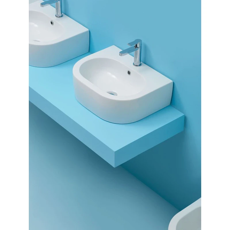 Раковина Kerasan Flo 50 314101*1 Белая фарфор подвесная, накладная
