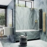 Шторка для ванны Maybah Glass MGV-583-3 750х1400 складная 3 секции Золото стекло графитовое