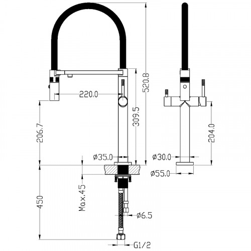 Смеситель для кухни Boheme Uno 115-G Золото латунь
