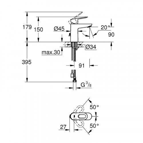 Смеситель для раковины Grohe BauLoop 23336000 Хром латунь
