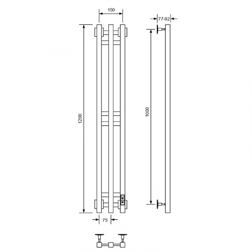 Электрический полотенцесушитель Comfysan Alto-K EC-3 120x15 016272 Черный матовый