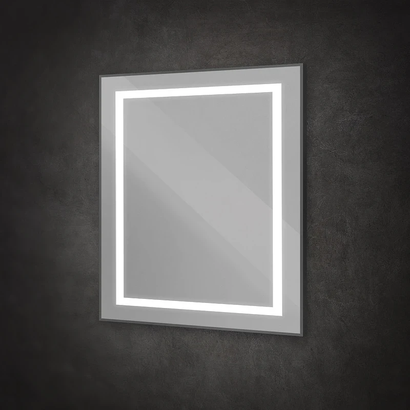 Зеркало BelBagno Kraft 80 SPC-KRAFT-800-800-SENS-NERO с подсветкой Черное с сенсорным выключателем стекло
