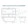 Чугунная ванна Delice Continental Plus 170x75 DLR230635 без отверстий под ручки и антискользящего покрытия