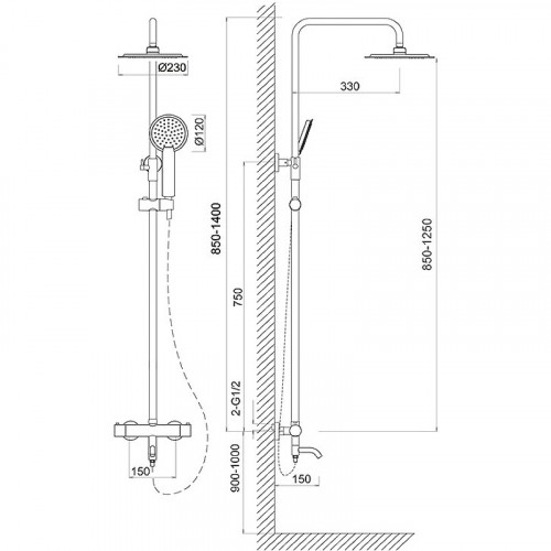 Душевая система Melodia della vita Rock MSC00110С с термостатом Хром