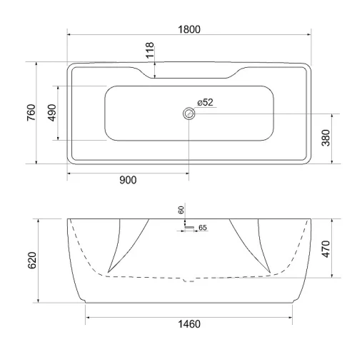Акриловая ванна BelBagno 180x76 BB110-180-76 без гидромассажа
