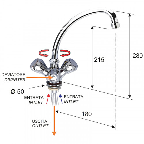 Смеситель для кухни Remer Export 46EX Хром латунь