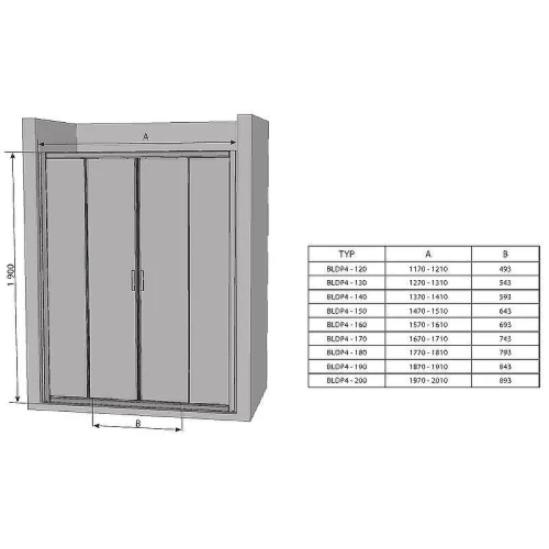 Душевая дверь Ravak Blix BLDP4 170 0YVV0100ZG профиль Белый стекло Grape