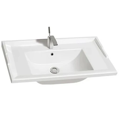 Раковина CeramaLux 70 NYJ840-70 Белая фаянс полувстраиваемая