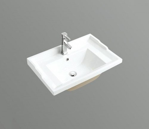 Раковина CeramaLux 70 NYJ840-70 Белая фаянс полувстраиваемая