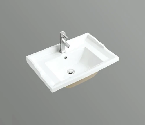 Раковина CeramaLux 70 NYJ840-70 Белая фаянс полувстраиваемая
