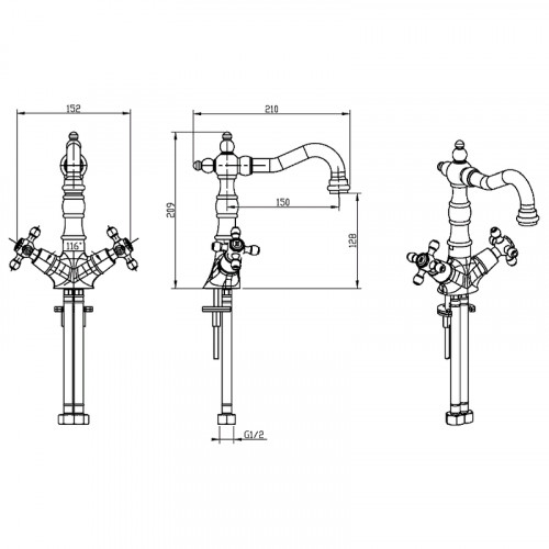 Смеситель для раковины Boheme Camelia 272 Хром латунь