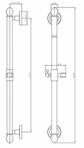 Душевая штанга ESKO 65 SRB700 Бронза Сатин нержавеющая сталь на стену