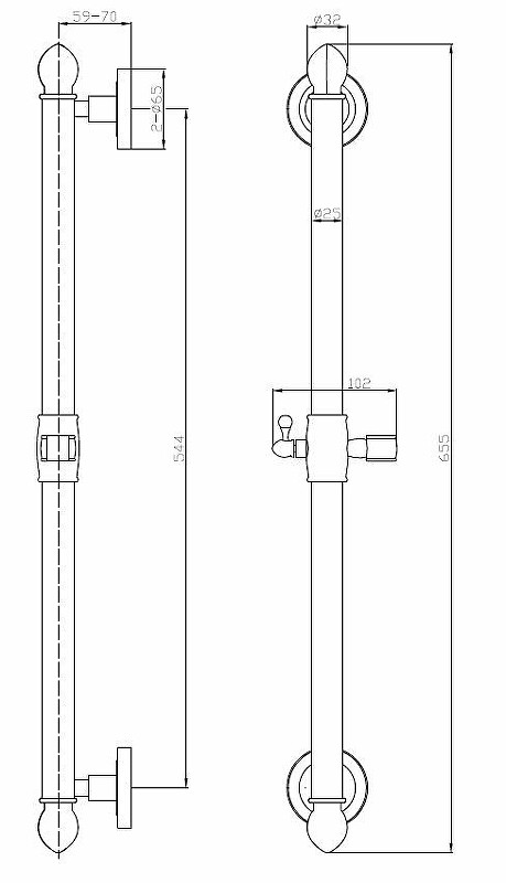 Душевая штанга ESKO 65 SRB700 Бронза Сатин нержавеющая сталь на стену