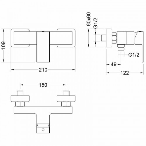 Смеситель для душа Aquatek Либра AQ1660MB Черный матовый латунь на стену