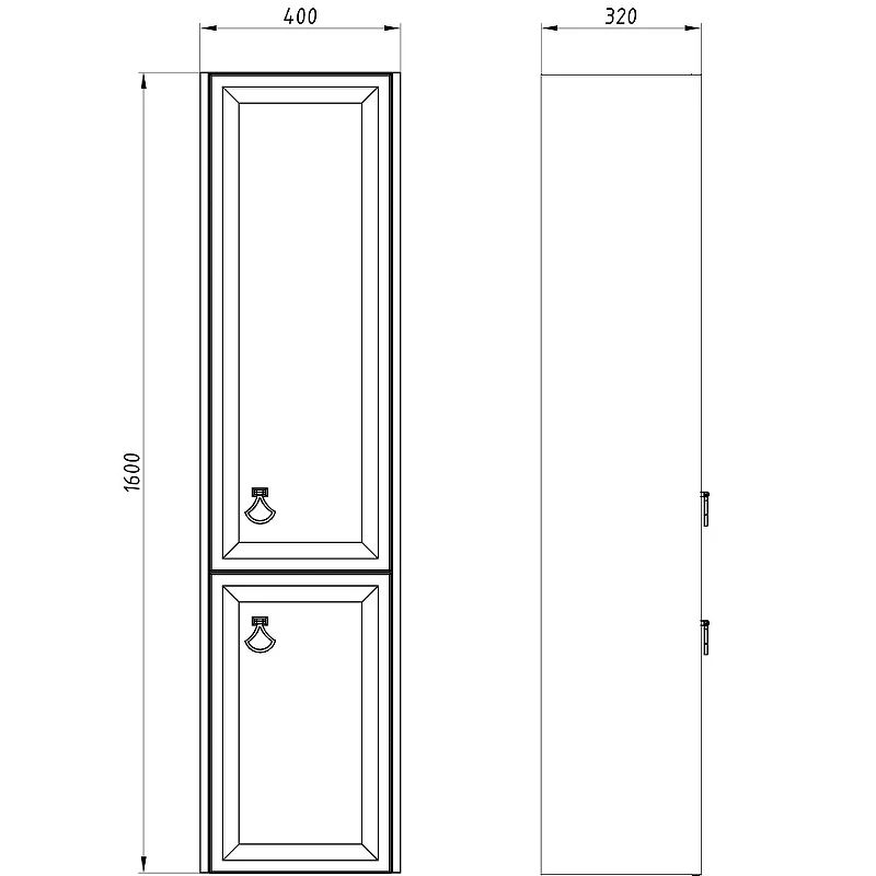 Шкаф пенал ASB-Woodline Риола 40 12420 подвесной Белый массив дерева