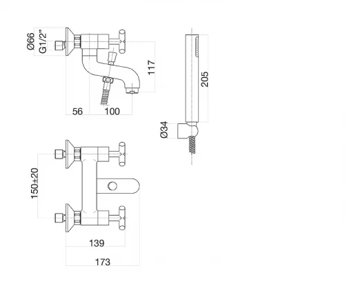 Смеситель для ванны Fiore XT 25CR0510 цвет Хром