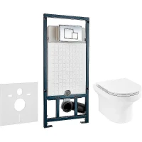 Унитаз с инсталляцией Jacob Delafon Elite EDX114RU-00 + WeltWasser WW Marberg 507 10000005949+10000005953 с сиденьем Микролифт и клавишей смыва Хром глянцевый