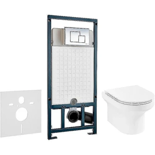 Унитаз с инсталляцией Jacob Delafon Elite EDX114RU-00 + WeltWasser WW Marberg 507 10000005949+10000005953 с сиденьем Микролифт и клавишей смыва Хром глянцевый