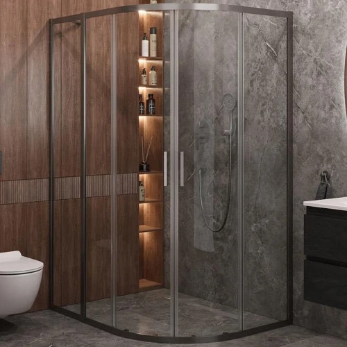Душевой уголок Cezares Molveno 130x100 MOLVENO-RH-2-130/100-C-GM-IV профиль Оружейная сталь стекло прозрачное