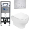 Комплект унитаза с инсталляцией WeltWasser AMBERG 506 + ERLENBACH 004 GL-WT + AMBERG RD-MT CR 10000006773 цвет Белый глянцевый с сиденьем Микролифт и клавишей смыва цвет Хром матовый