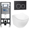 Комплект унитаза с инсталляцией WeltWasser AMBERG 506 + MERZBACH 043 GL-WT + AMBERG RD-BL 10000011302 цвет Белый глянцевый с сиденьем Микролифт и клавишей смыва цвет Черный