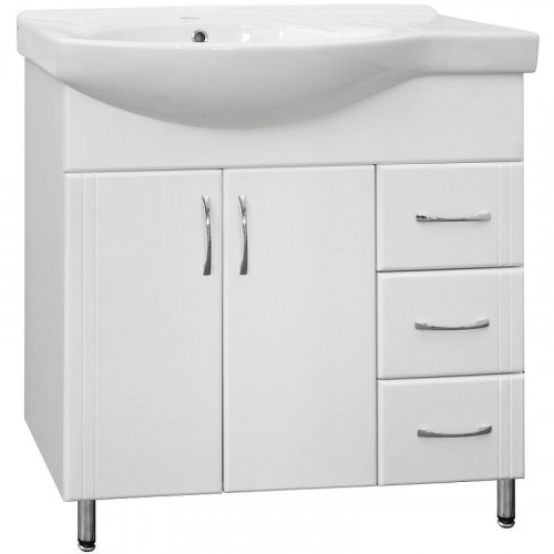 Тумба под раковину Style Line Эко Стандарт 82 R ЛС-00000109 Белая МДФ / ЛДСП