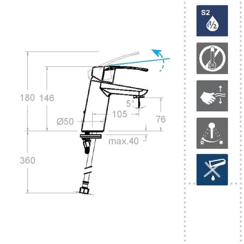 Смеситель для раковины Ramonsoler New Fly 570101NM Черный матовый