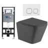 Комплект унитаза с инсталляцией WeltWasser AMBERG 506 + GELBACH 043 MT-GR + AMBERG RD-WT 10000012028 цвет Серый матовый с сиденьем Микролифт и клавишей смыва цвет Белый