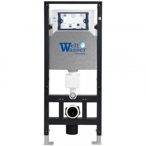 Комплект унитаза с инсталляцией WeltWasser AMBERG 506 + GELBACH 043 MT-GR + AMBERG RD-WT 10000012028 цвет Серый матовый с сиденьем Микролифт и клавишей смыва цвет Белый