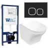 Комплект унитаза с инсталляцией WeltWasser BAMBERG 525 + ODENBACH 004 GL-WT + BAMBERG BL 10000012924 цвет Белый глянцевый с сиденьем Микролифт и клавишей смыва цвет Черный