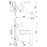 Смеситель для ванны Lemark Unit LM4514C Хром латунь на стену