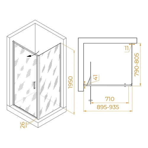 Душевой уголок RGW Stilvoll 90x80 703214598-11 профиль цвет Хром стекло прозрачное