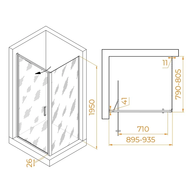 Душевой уголок RGW Stilvoll 90x80 703214598-11 профиль цвет Хром стекло прозрачное