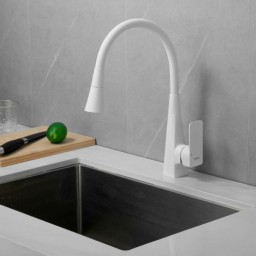 Смеситель для кухни Haiba HB73823-8 Белый матовый латунь