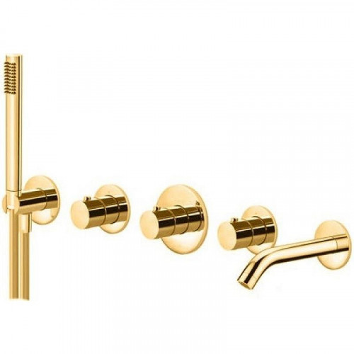 Смеситель для ванны Paffoni Modular Box MDE001HGSP с термостатом цвет Золото медовое брашированное