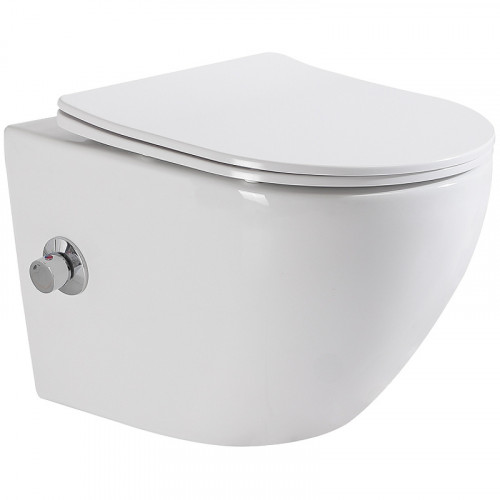 Унитаз биде BelBagno Uno BB3105CHR-BS/SC подвесной с сиденьем Микролифт фаянс подвесной