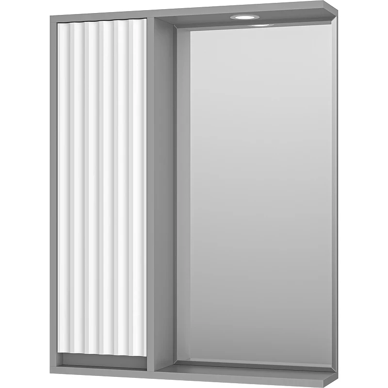 Зеркало со шкафом Brevita Balaton 65 L BAL-04065-01-01Л с подсветкой Белое матовое Серое матовое МДФ / ЛДСП, стекло