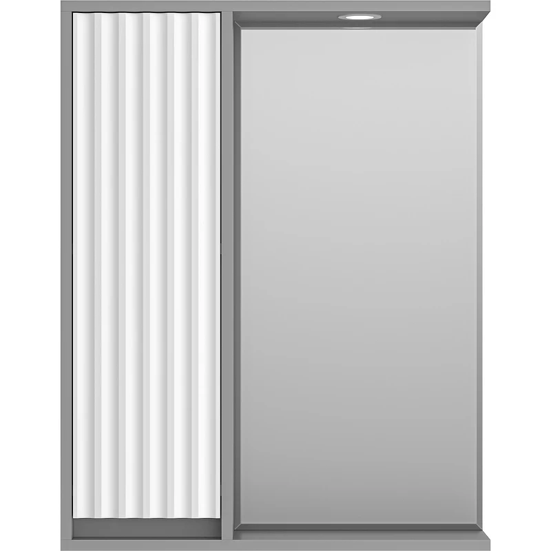 Зеркало со шкафом Brevita Balaton 65 L BAL-04065-01-01Л с подсветкой Белое матовое Серое матовое МДФ / ЛДСП, стекло