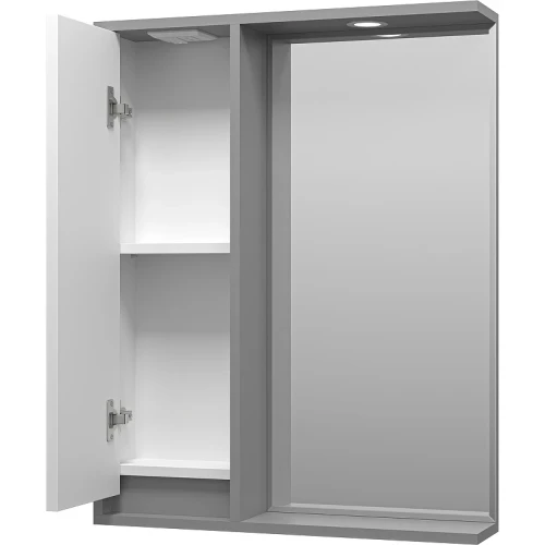 Зеркало со шкафом Brevita Balaton 65 L BAL-04065-01-01Л с подсветкой Белое матовое Серое матовое МДФ / ЛДСП, стекло