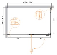 Душевой уголок Cezares Bellagio 140x90 BELLAGIO-AH-1-140/90-C-NERO профиль Черный матовый стекло прозрачное