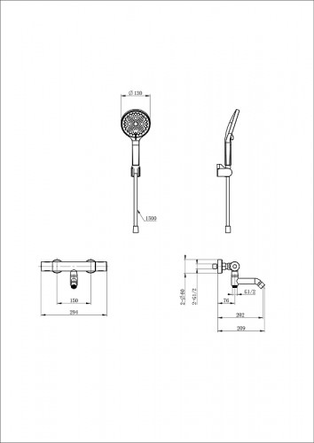 Смеситель для ванны Wonzon &amp; Woghand Inn WW-B3013-A1-CR с термостатом цвет Хром