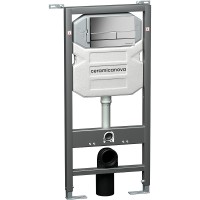 Комплект унитаза с инсталляцией Ceramicanova Balearica CN6000_1002M_1000 с сиденьем Микролифт и клавишей смыва Хром матовый фарфор подвесной