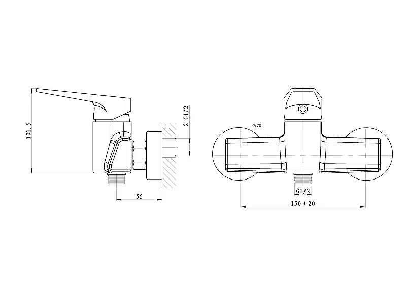 Смеситель для душа Wonzon & Woghand Athens WW-084101-CR цвет Хром