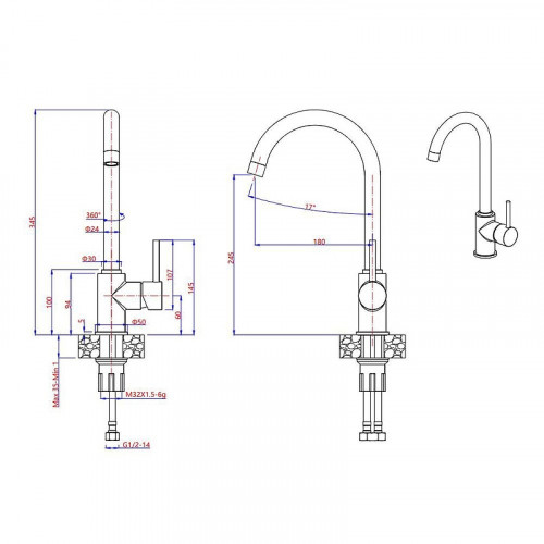 Смеситель для кухни GranFest 3650 цвет Черный