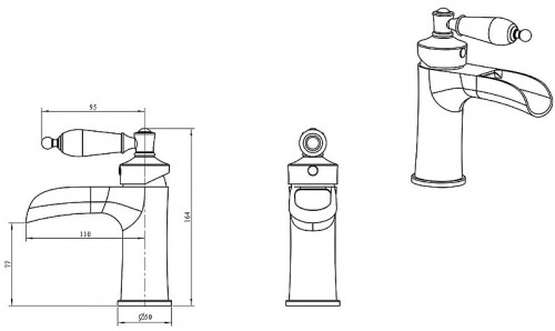 Смеситель для раковины Boheme Vogue 211-BSW Золото латунь