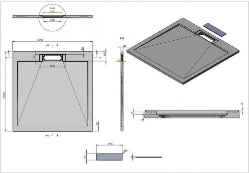 Душевой поддон из искусственного камня Esbano Luxe ESP-LX100W 100х100 ESPLX100W цвет Белый
