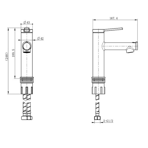 Смеситель для раковины Wonzon &amp; Woghand WW-H1017-BG цвет Брашированное золото